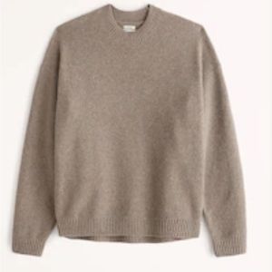 Abercrombie Oversized Fuzzy Crew Sweater Light Brown Large